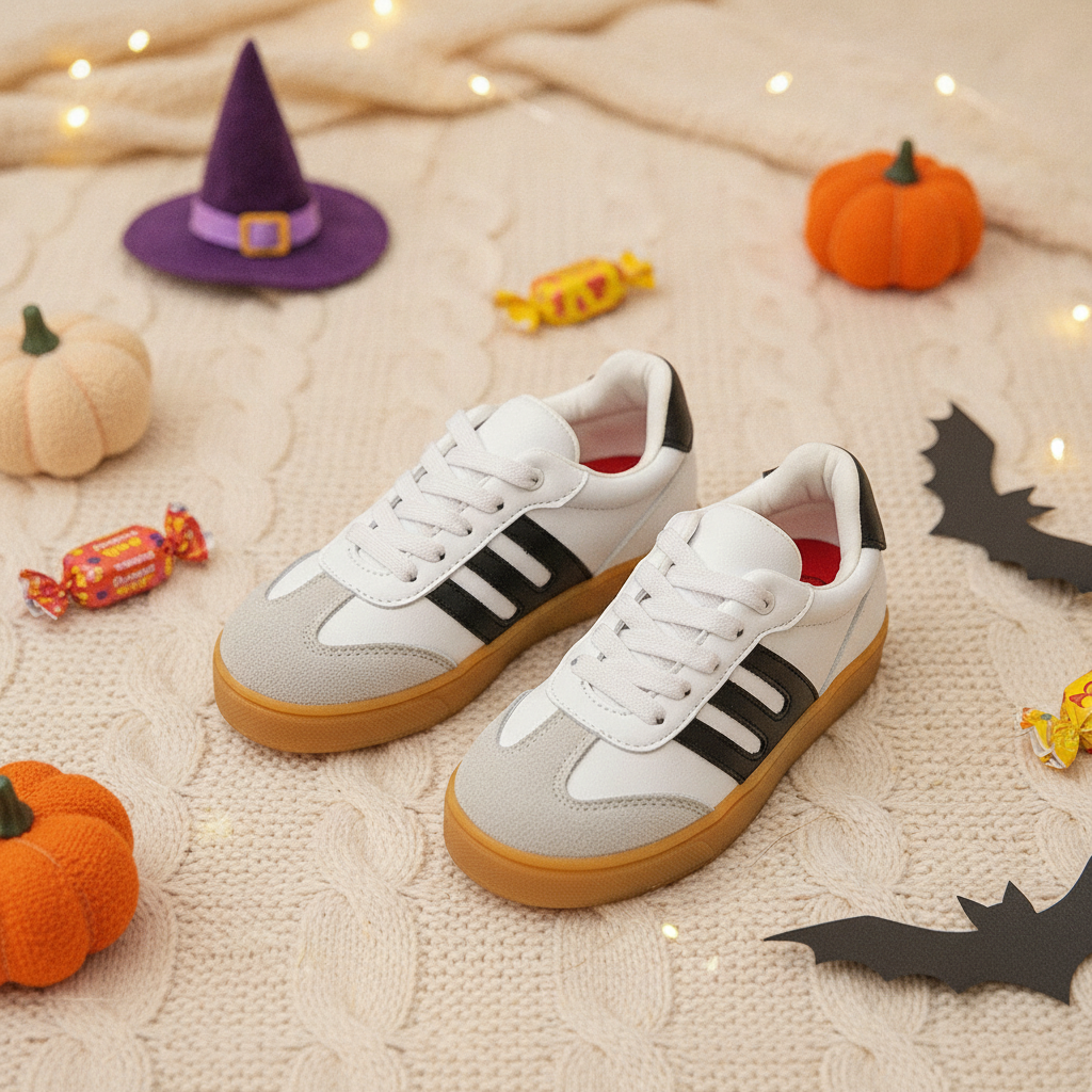 Tenis Casuales para Niños RetroRunners en ambiente de Halloween