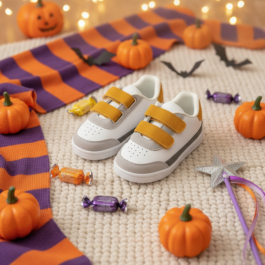 Zapatos Bebé Pasitos de Colores Orange en ambiente de Halloween