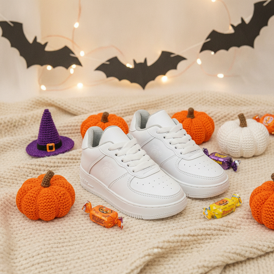 Tenis Colegiales Unisex Smart Blanco en ambiente de Halloween