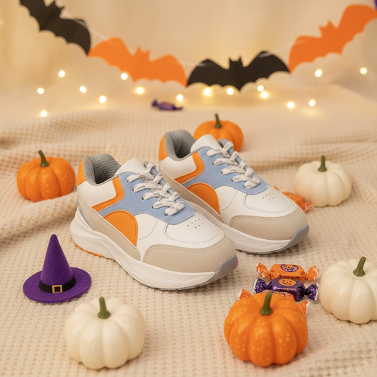 Tenis Niñas Verona Orange en ambiente de Halloween