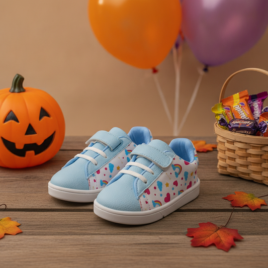 Zapatos Bebés Happy Rainbow Velcro en ambiente de Halloween