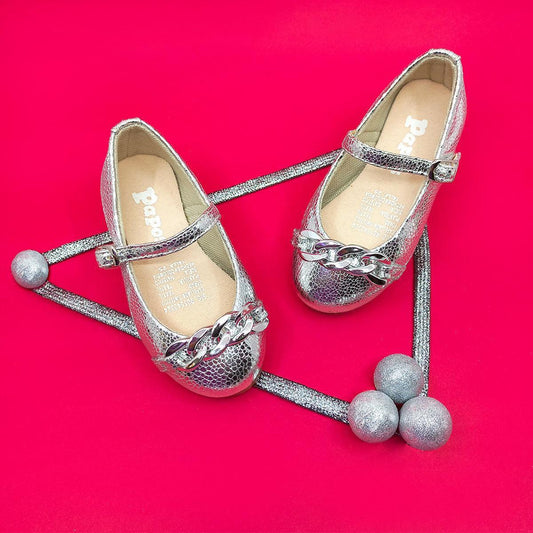 Baletas Bella Damita Plateada - PAPOS