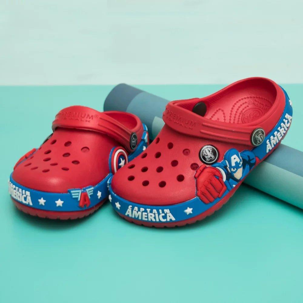 Zuecos Goma Capitán América Rojo para Niños - Aventuras Cómodas y Estilizadas - PAPOS