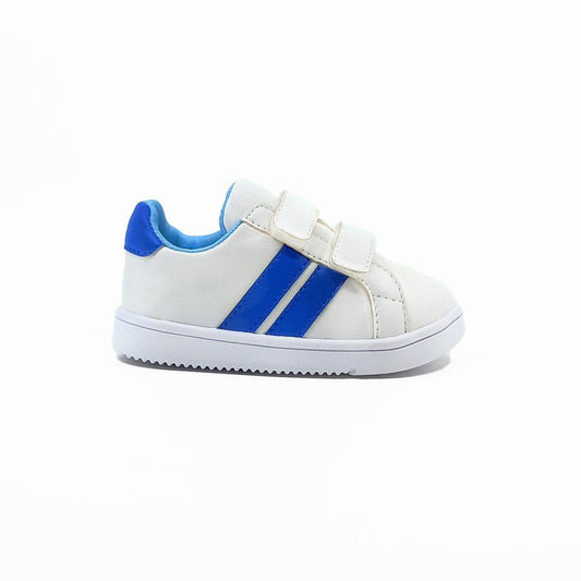 Zapatos Bebés Velcro Sergio Blanco y Azul - PAPOS