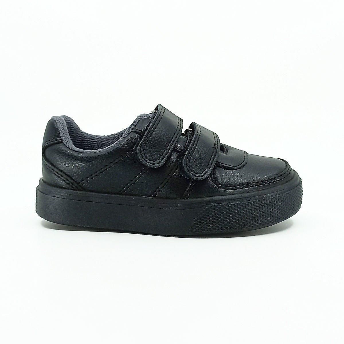 Zapatos Escolares Matias Negro Velcro - 100% Cuero - PAPOS