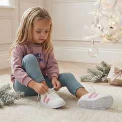 Zapatos Bebé Barefoot Lara – Blanco y Rosado (Cordones)