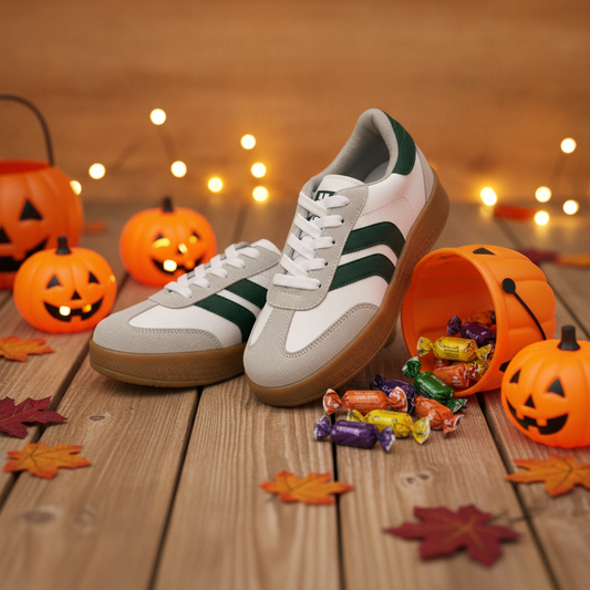 Tenis Casuales para Niños RetroStyle Verde en ambiente de Halloween