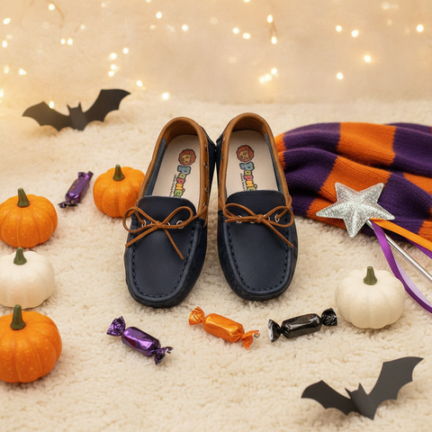 Mocasines Niños Otelo Star Azul en ambiente de Halloween