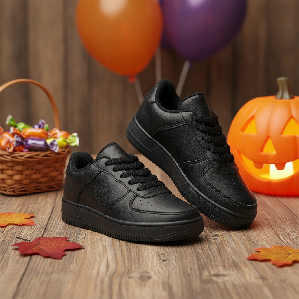 Tenis Colegiales Unisex Smart Negro en ambiente de Halloween