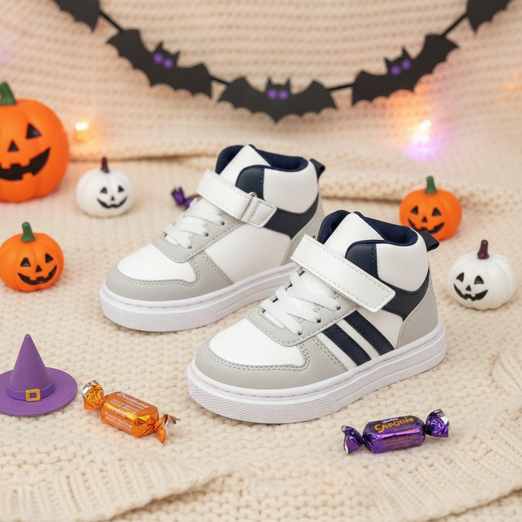 Zapatillas Drago Blanco y Azul en ambiente de Halloween