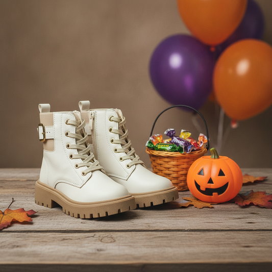 Botas Niñas Aurora Talco en ambiente de Halloween