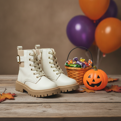 Botas Niñas Aurora Talco en ambiente de Halloween