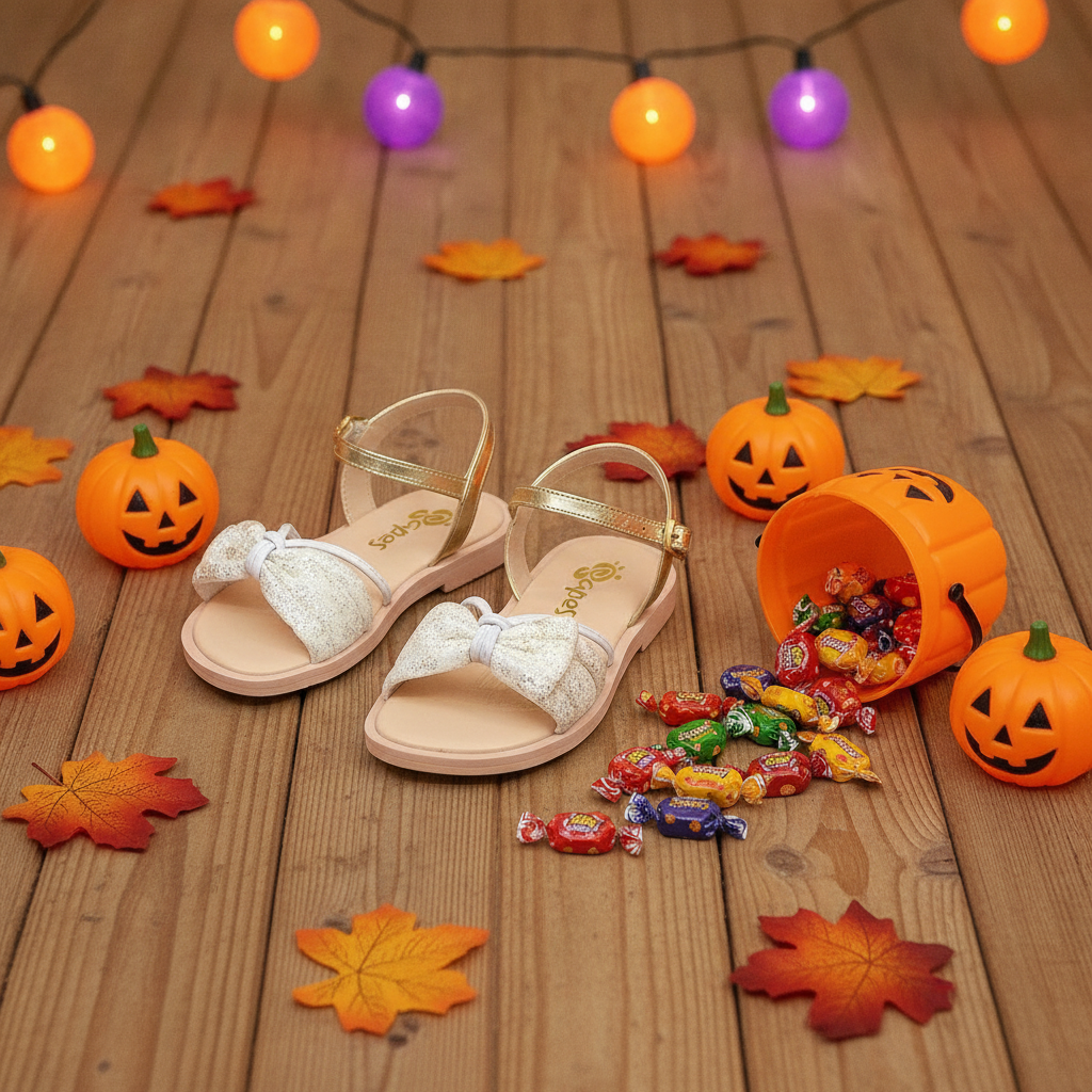 Sandalias para Niñas Aurora Brillante en ambiente de Halloween