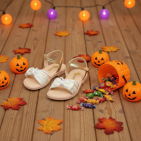 Sandalias para Niñas Aurora Brillante en ambiente de Halloween