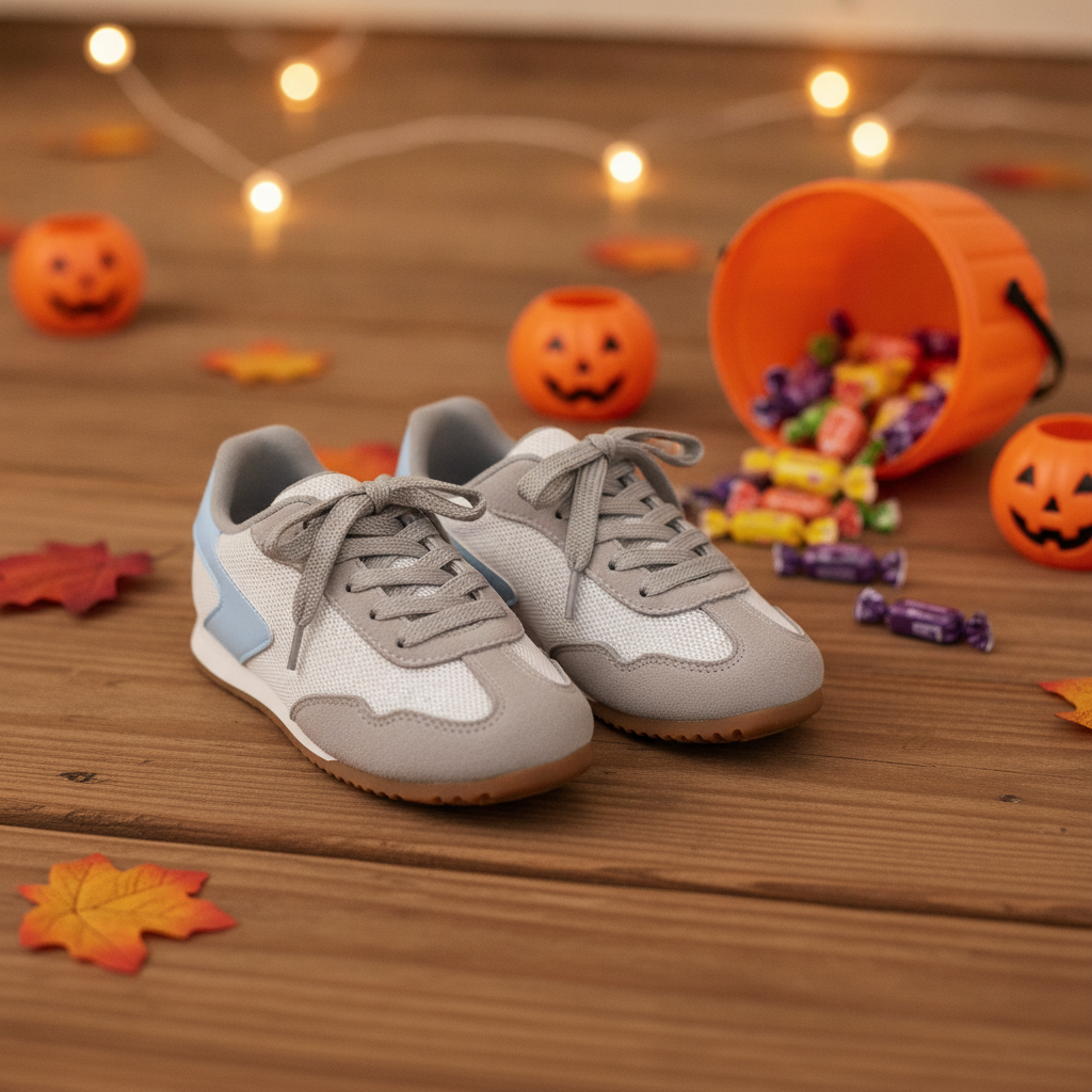 Tenis Unisex Amazing Celeste en ambiente de Halloween