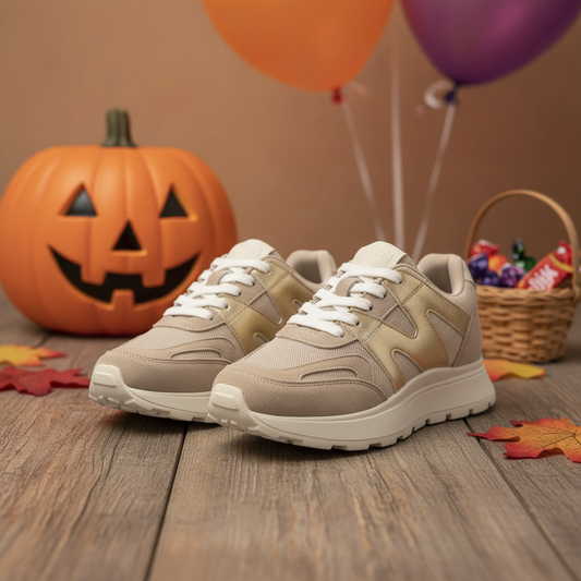 Tenis Niñas Amazing Beige en ambiente de Halloween
