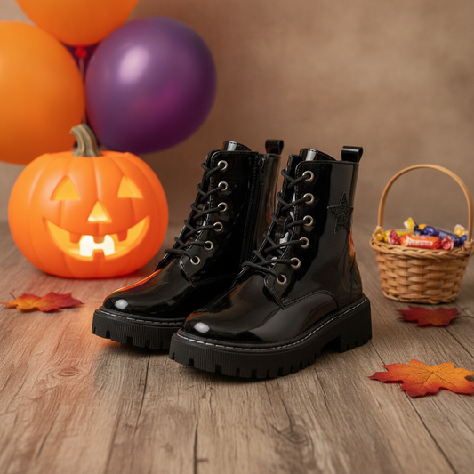 Botas Negras Cool Way en ambiente de Halloween