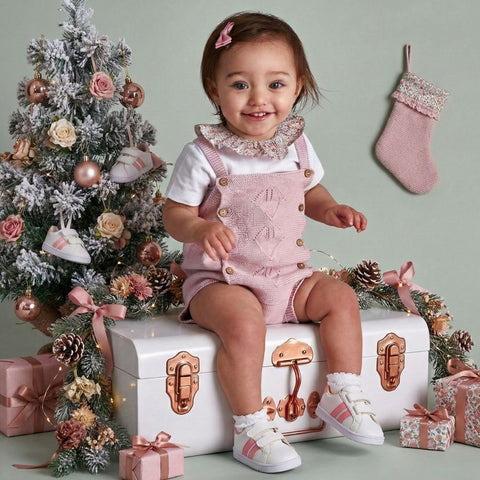 Zapatos Bebé Barefoot Lara – Blanco y Rosado (Velcro)