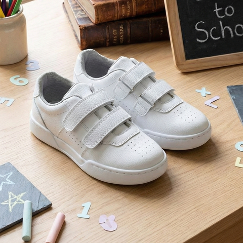 Tenis Colegiales Unisex EduStep Velcro Blanco