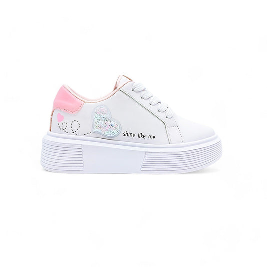 Zapatos Casuales para Niñas Shine Blanco y Rosado - PAPOS