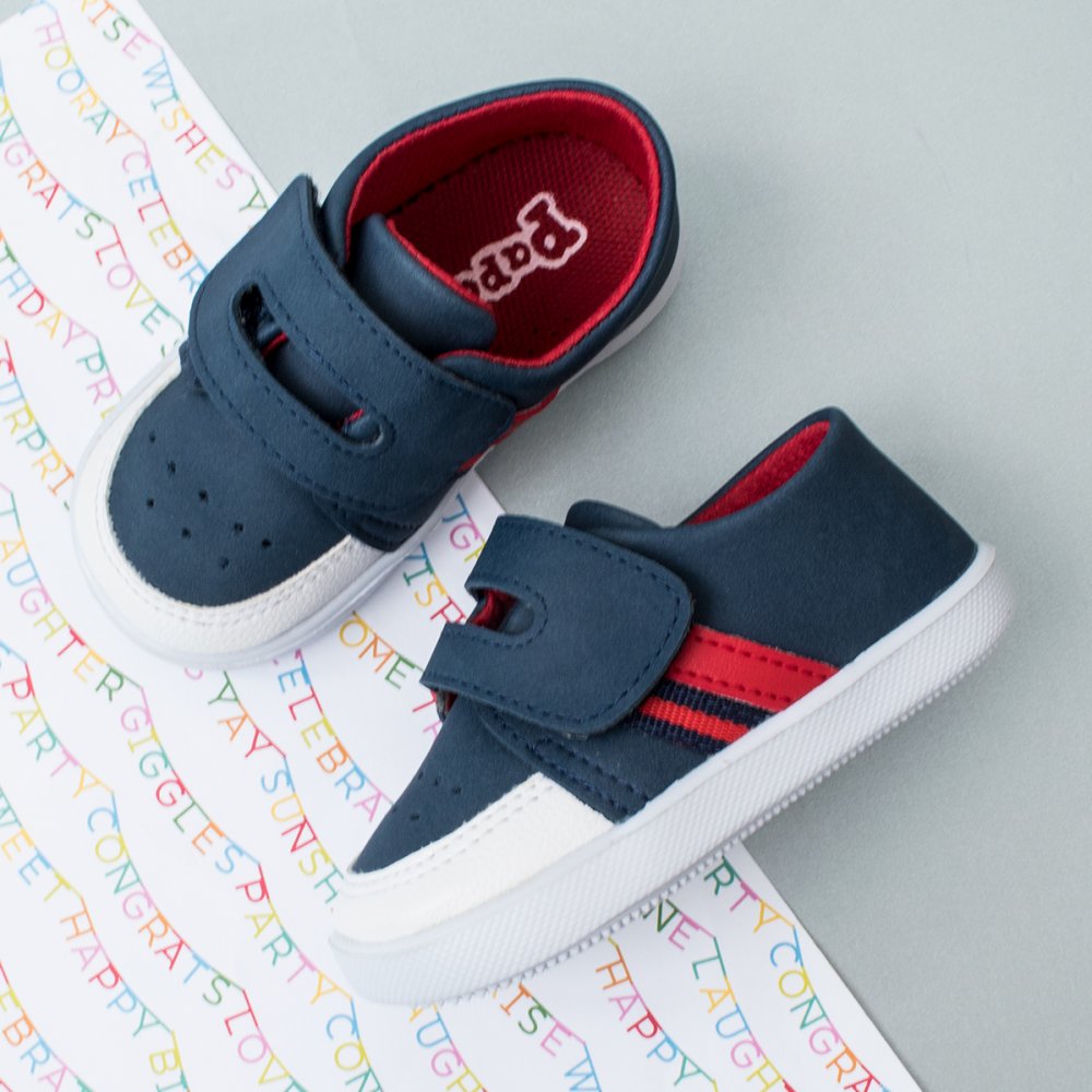 Pisaditas Velcro Azul - PAPOS Calzado Infantil Colombiano Bebés y niños pequeños