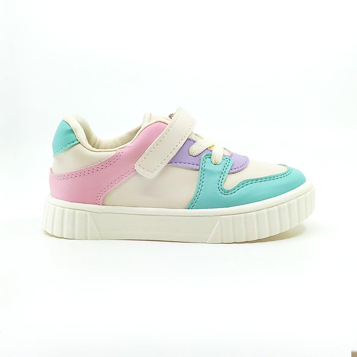 Tenis Casuales Lulu Velcro Beige y Menta - PAPOS Tenis Niñas