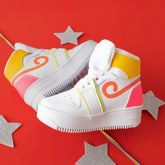 Zapatillas Jordano Girl Blanco, Naranja y Fucsia - PAPOS Tenis Niñas