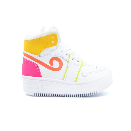 Zapatillas Jordano Girl Blanco, Naranja y Fucsia - PAPOS Tenis Niñas