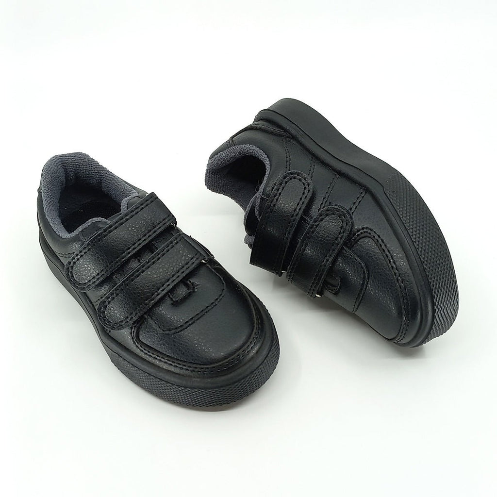 Zapatos Escolares Matias Negro Velcro - 100% Cuero - PAPOS Zapatos Colegiales