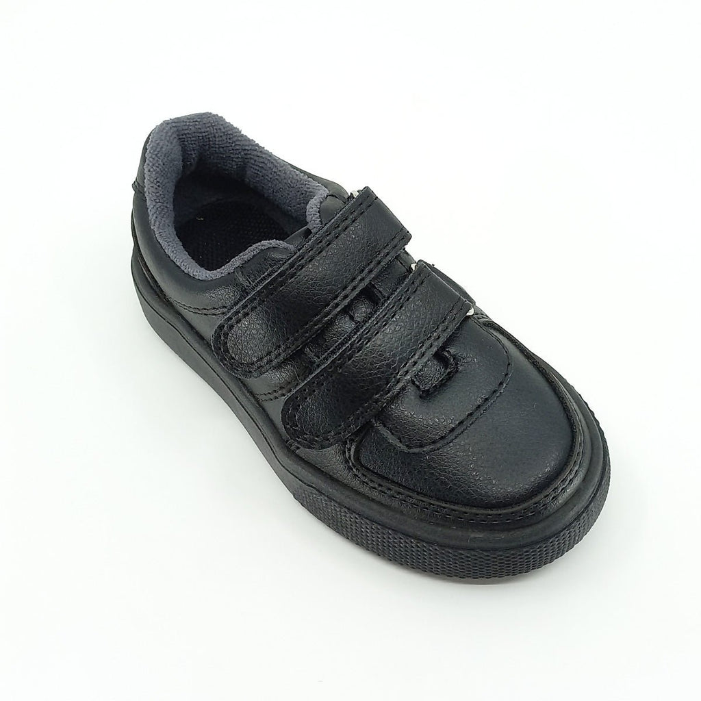 Zapatos Escolares Matias Negro Velcro - 100% Cuero - PAPOS